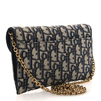 Christian Dior Oblique Saddle Chain Long Wallet Blue 4 of 15