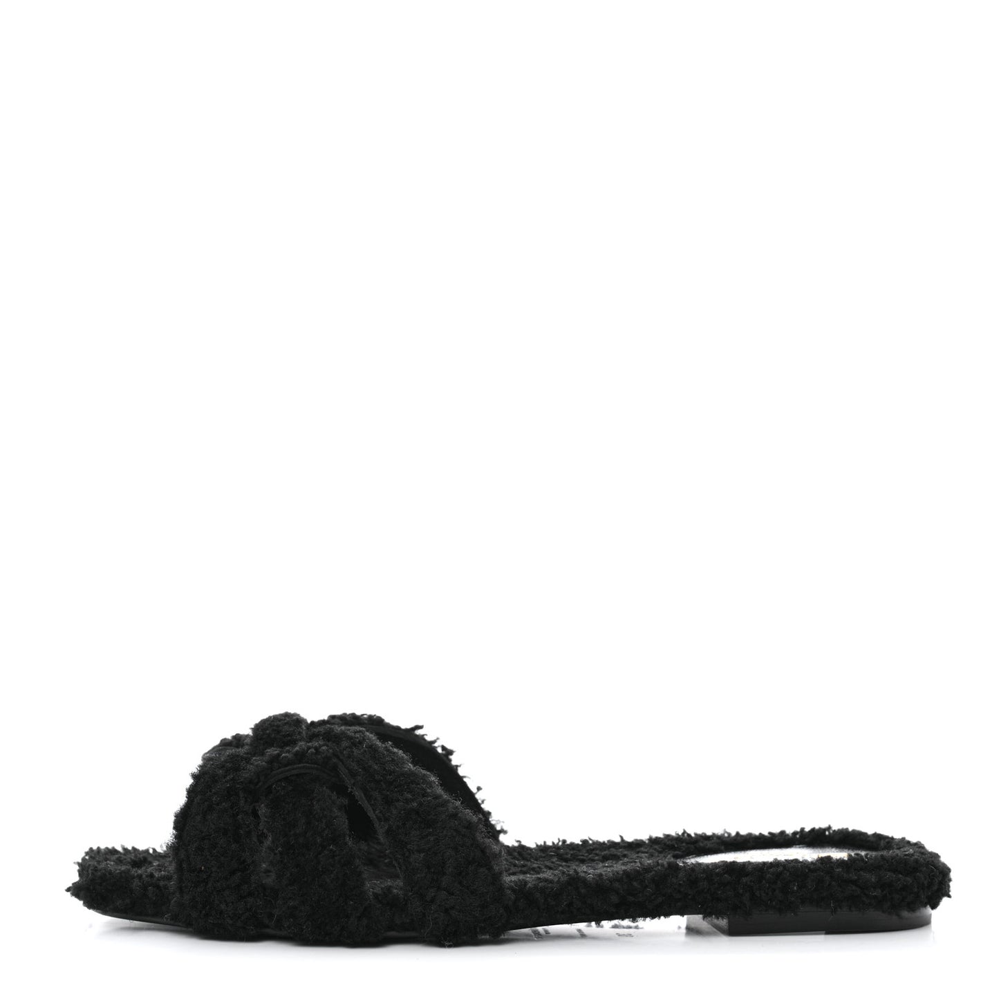 Shearling Tribute Flat Mules 39 Black