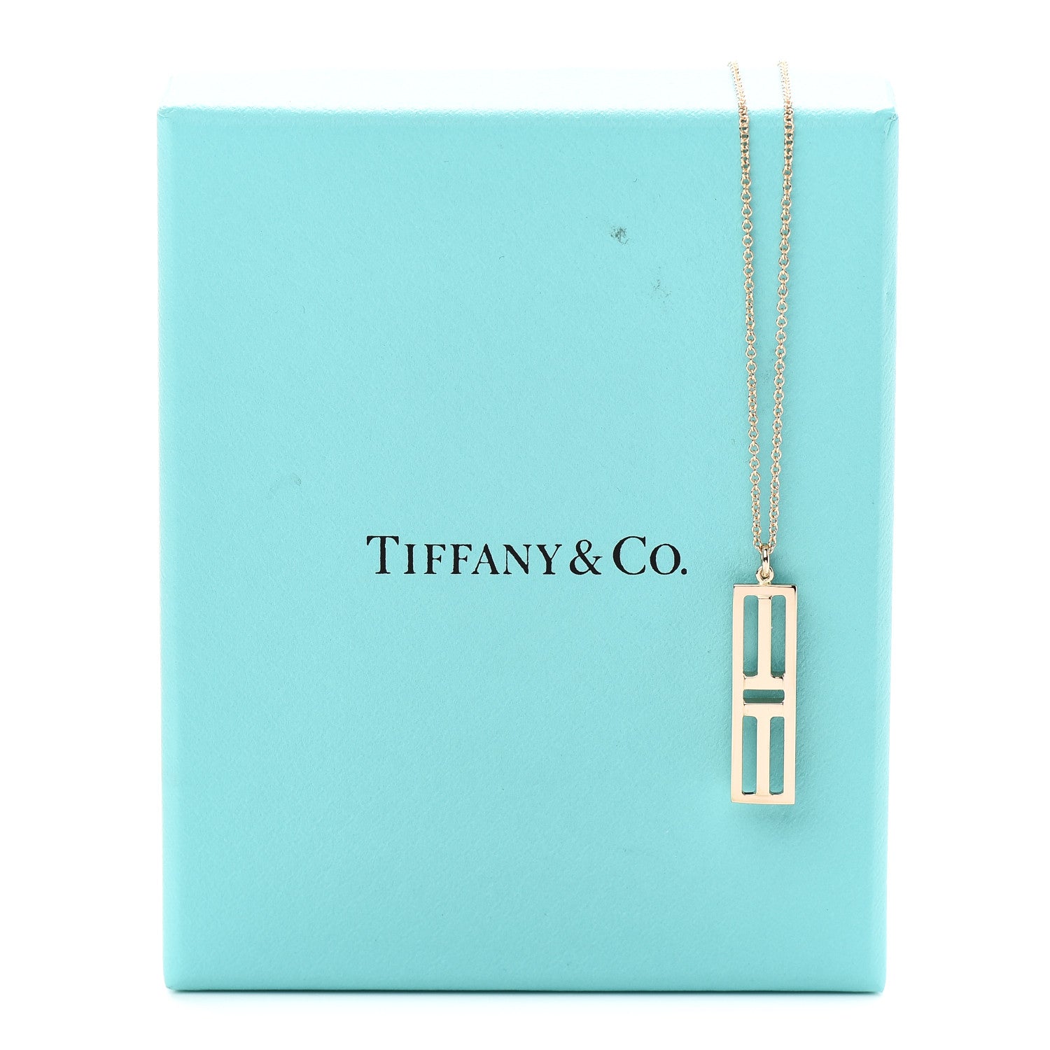 Tiffany 18K Rose Gold T Open Vertical Bar Pendant Necklace 6 of 6