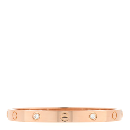 Cartier 18K Pink Gold 4 Diamond LOVE Bracelet 17 4 of 8