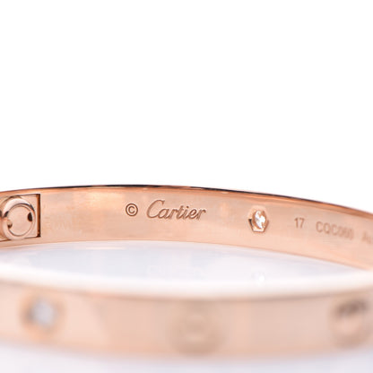 Cartier 18K Pink Gold 4 Diamond LOVE Bracelet 17 6 of 10