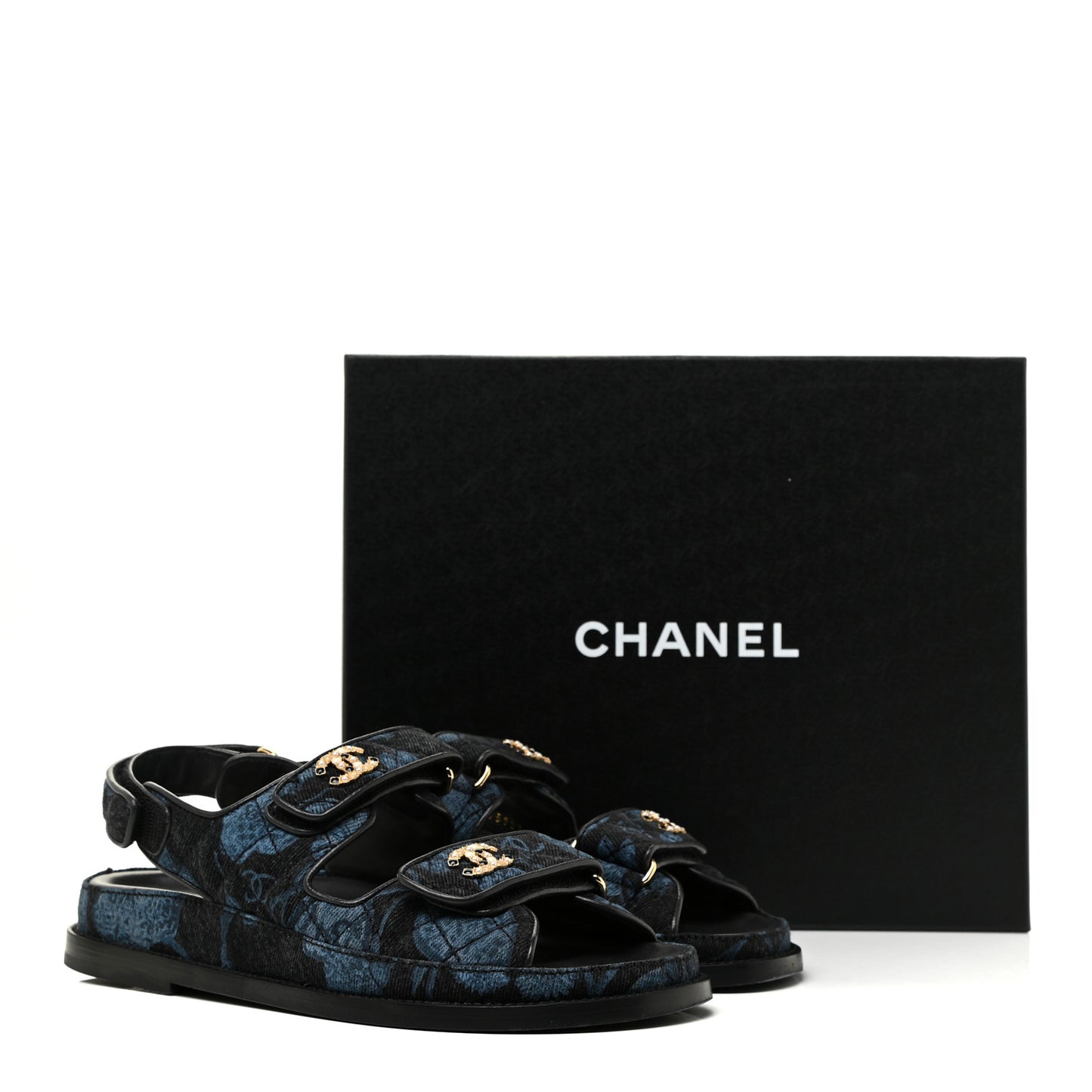 Denim Velcro Dad Sandals 37 Dark Grey Blue Black