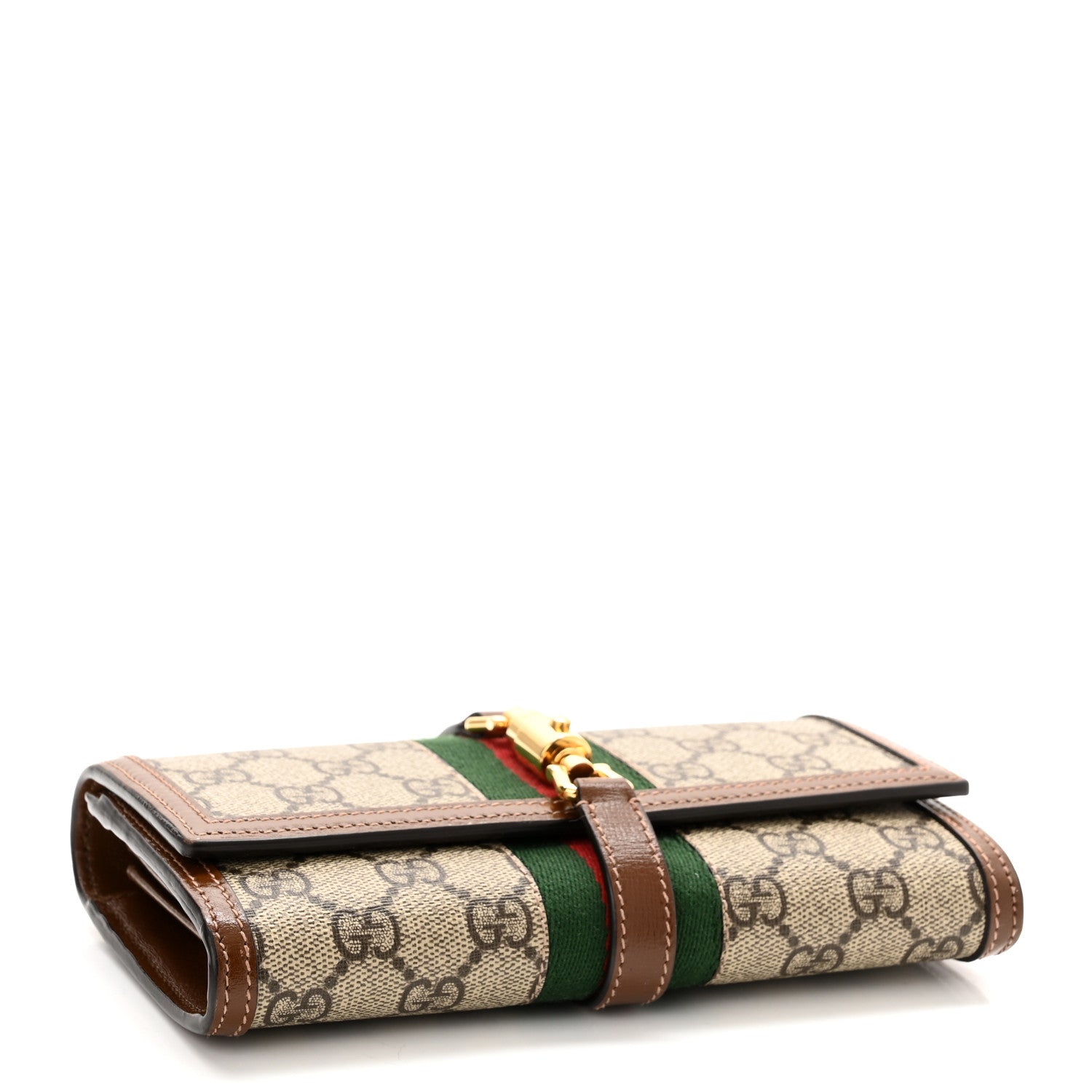 Gucci GG Supreme Monogram Azalea Calfskin Web Jackie 1961 Chain Wallet Beige Ebony Brown Sugar 4 of 10
