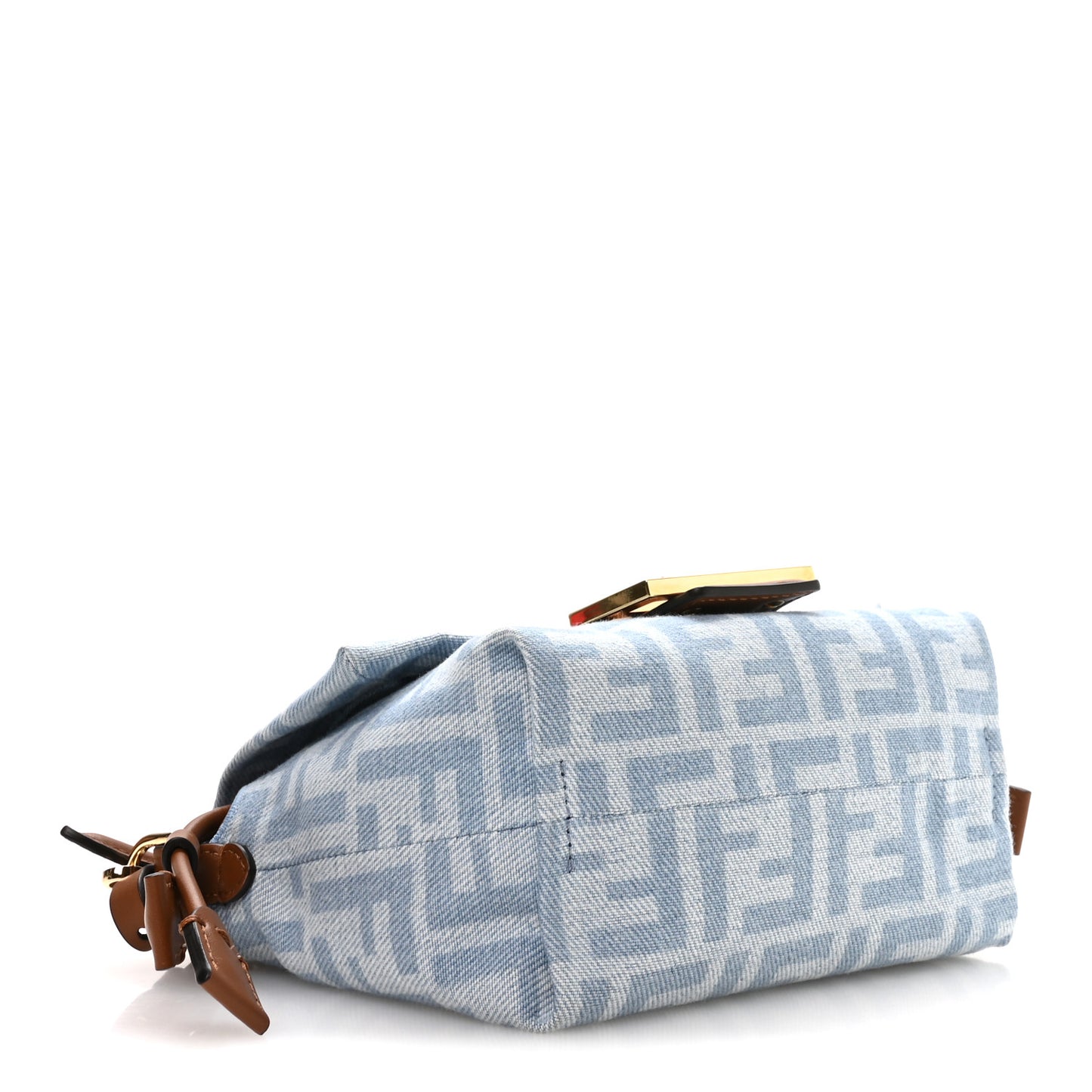 Denim Calfskin Small Mamma Baguette Light Denim Soft Gold