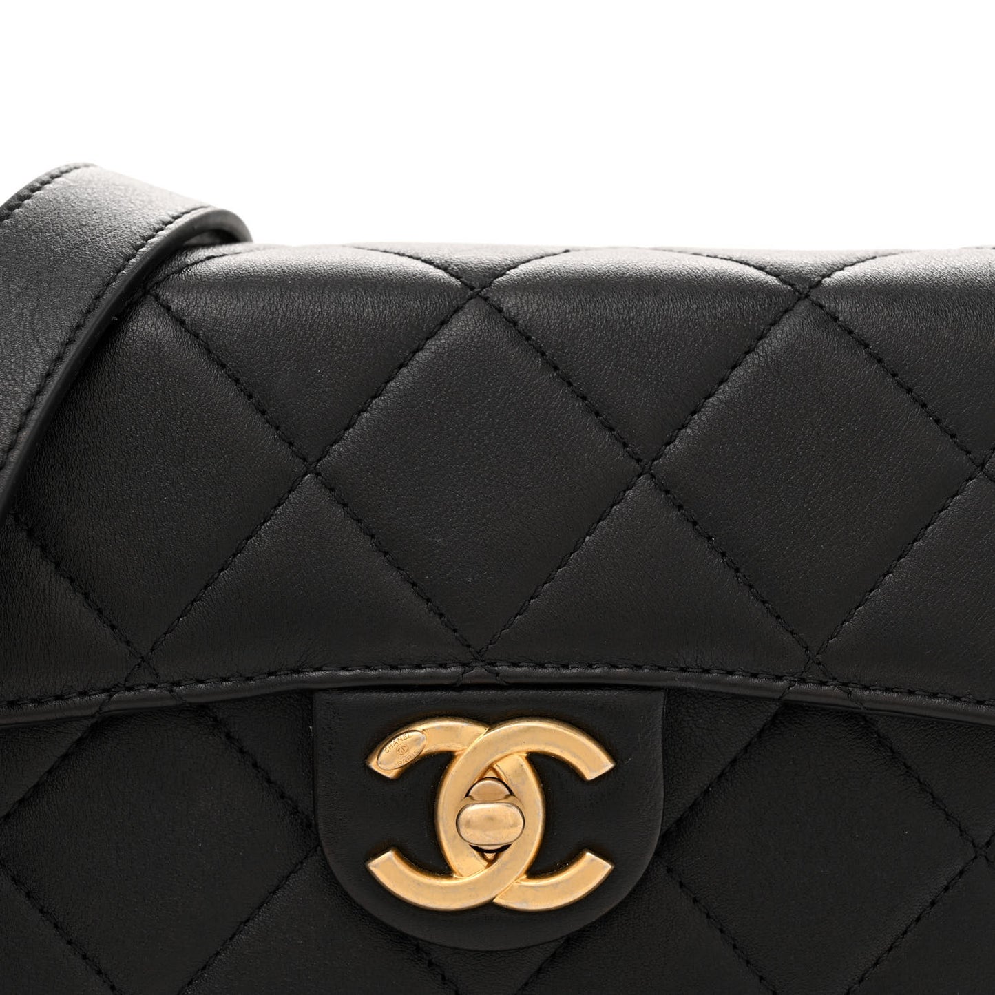 Calfskin Quilted Moon Messenger Black