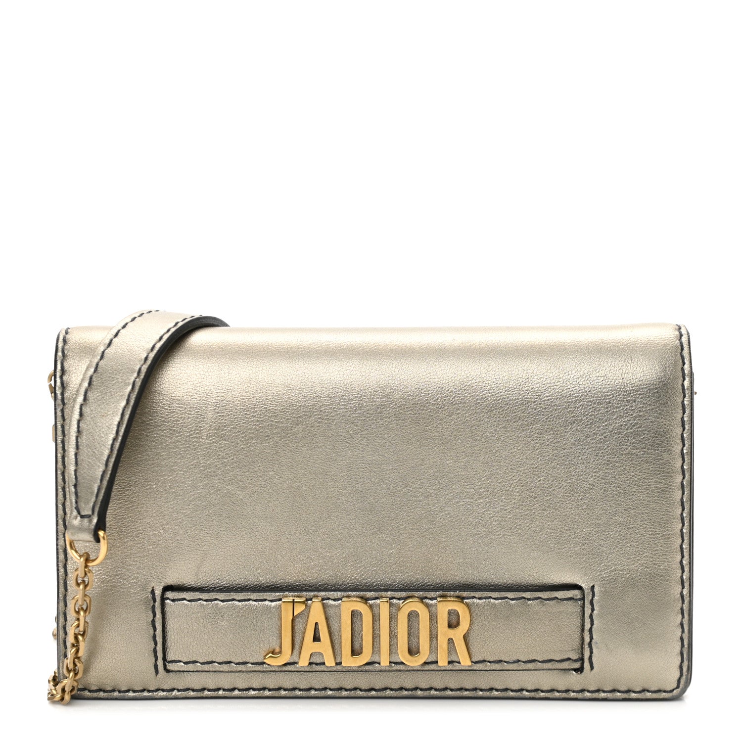 Christian Dior Metallic Calfskin Mini J'Adior Wallet On Chain Pouch Gold 1 of 15