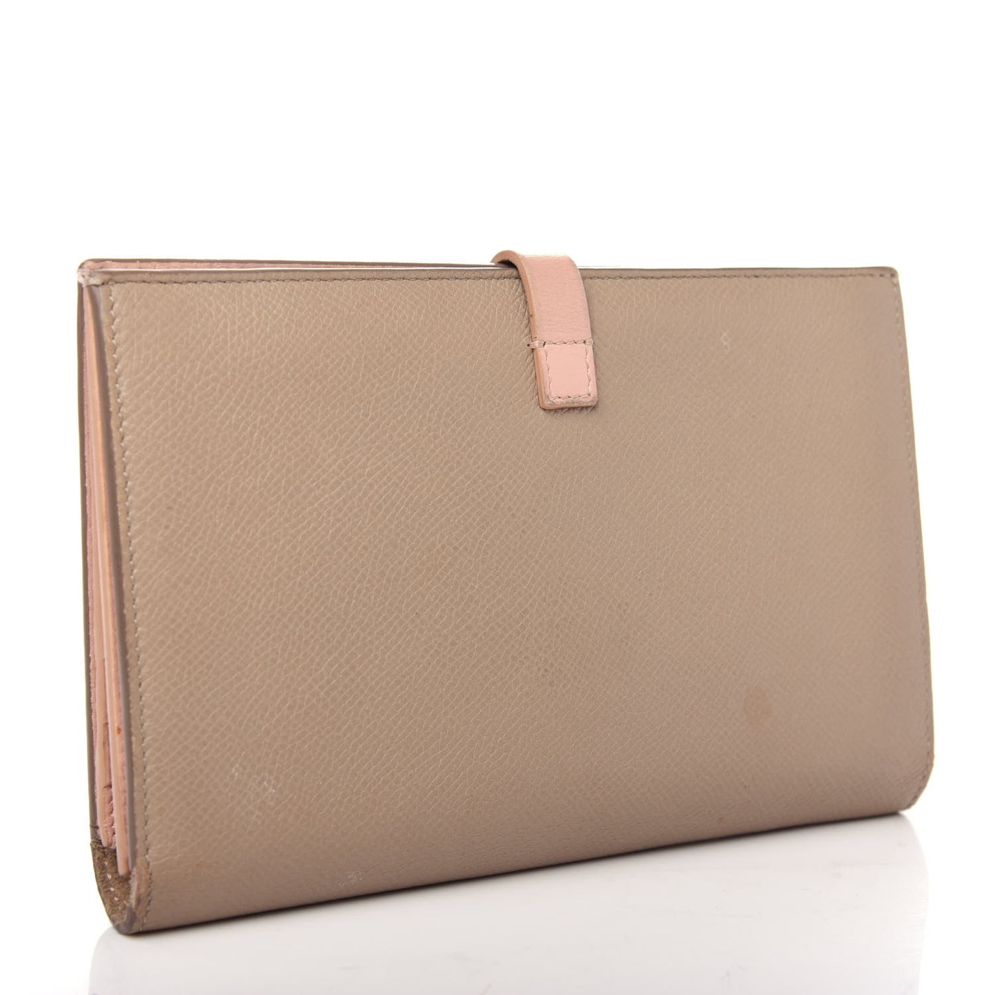 Grained Calfskin Large Multifunction Strap Wallet Pink Chalk