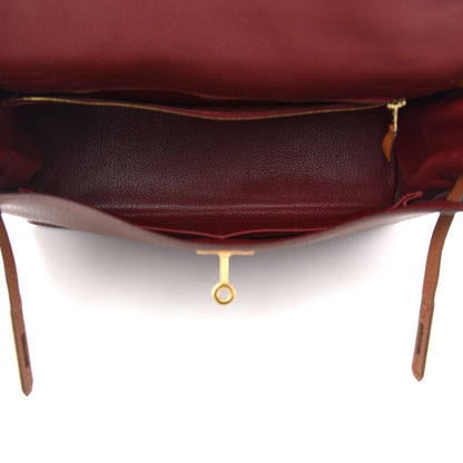 Hermes Togo Tri-Color Kelly Retourne 32 Rouge H Cannelle Havane 5 of 13