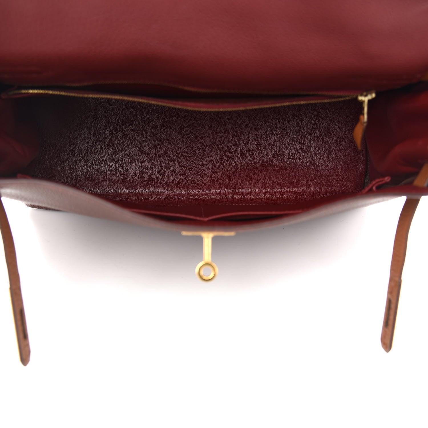 Hermes Togo Tri-Color Kelly Retourne 32 Rouge H Cannelle Havane 5 of 13