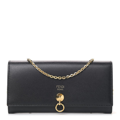 Fendi Vitello Liberty Century Lucido By The Way Continental Wallet On Chain Black 1 of 4