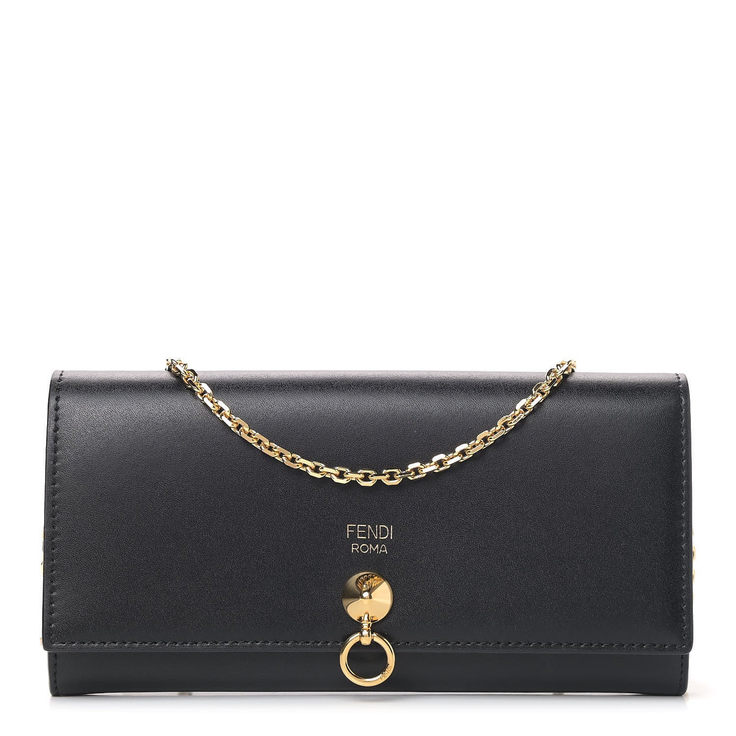 Fendi Vitello Liberty Century Lucido By The Way Continental Wallet On Chain Black 1 of 4