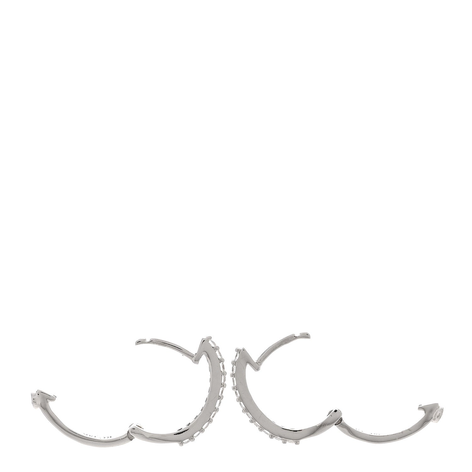 Roberto Coin 18K White Gold Diamond Small Horseshoe Hoop Earrings 3 of 4