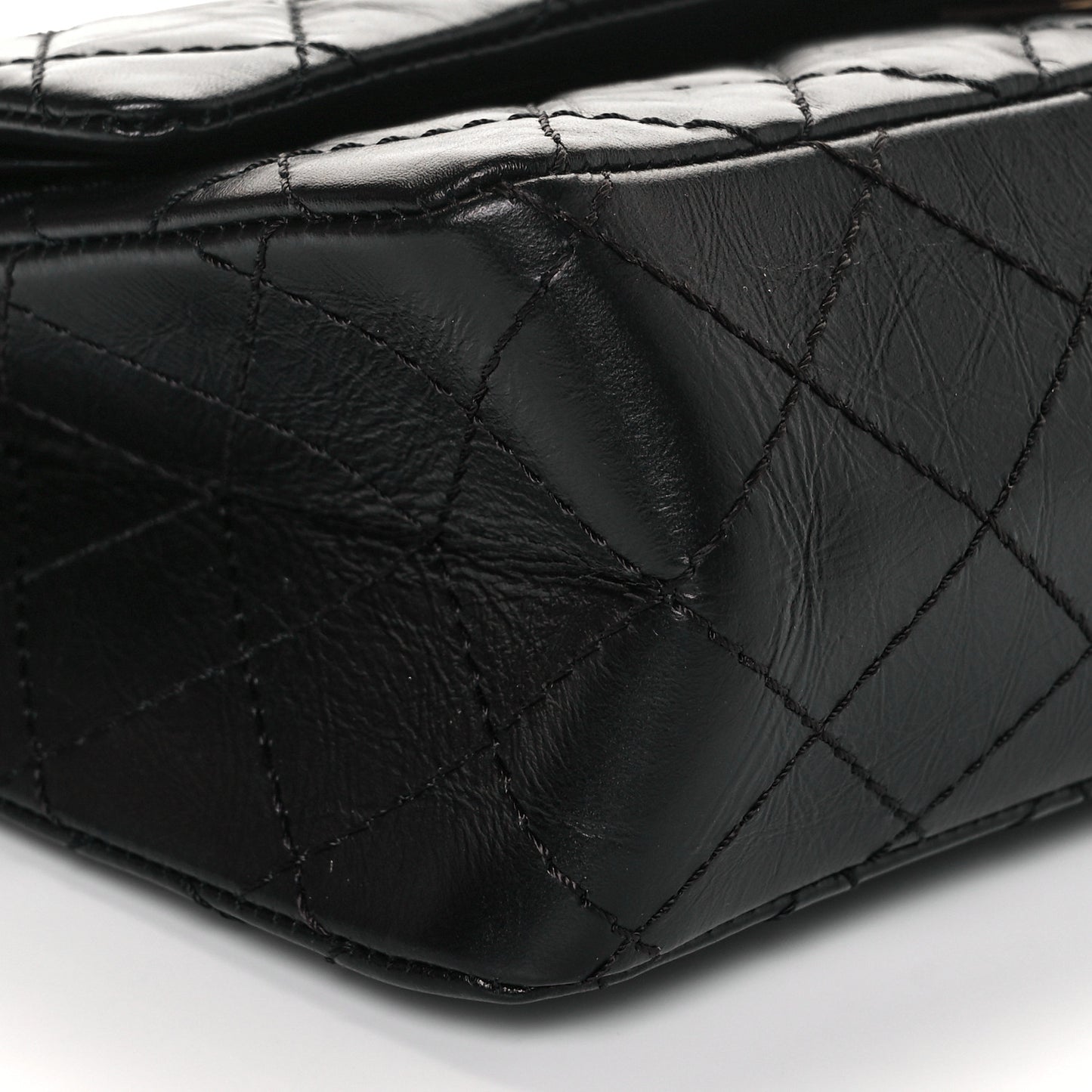 Aged Calfskin Quilted 2.55 Reissue 225 Flap Black