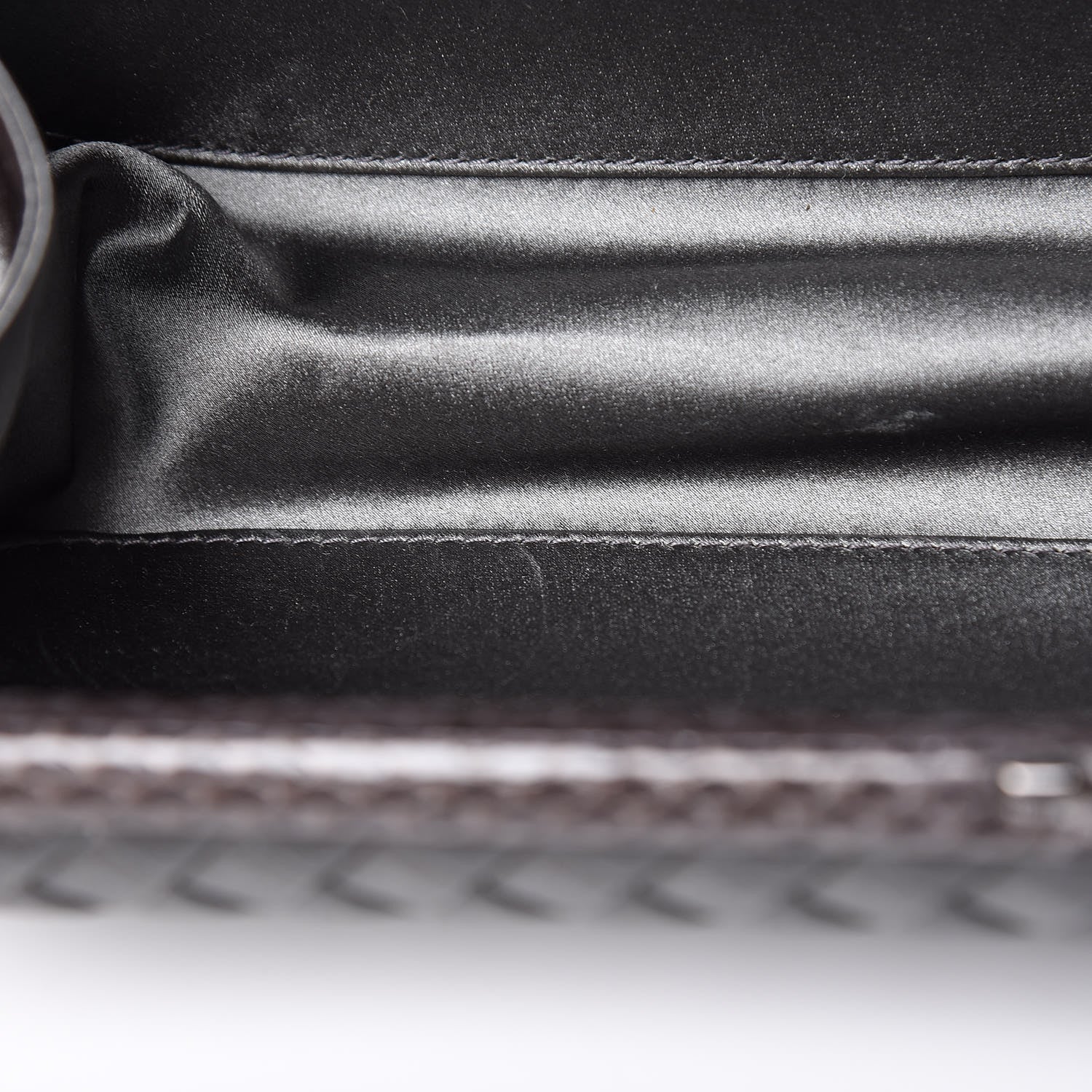 Bottega Veneta Satin Intreccio Impero Ayers Stretch Knot Clutch Grey 9 of 12