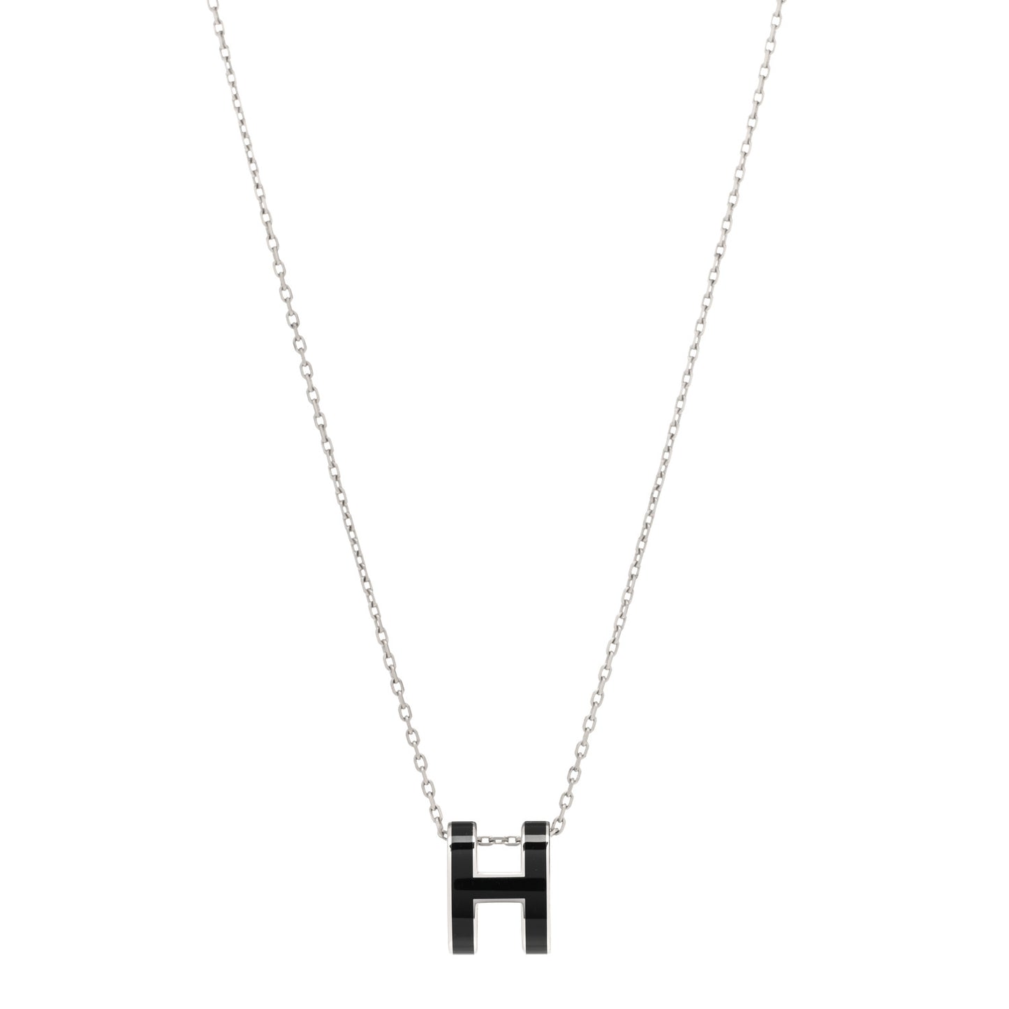 Lacquered Palladium Pop H Pendant Necklace Black