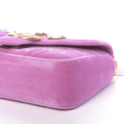Gucci Velvet Matelasse Marquise Crystals Embroidered Small GG Marmont Shoulder Bag Malva 9 of 10