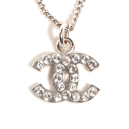 Chanel Crystal CC Timeless Necklace Silver 3 of 5