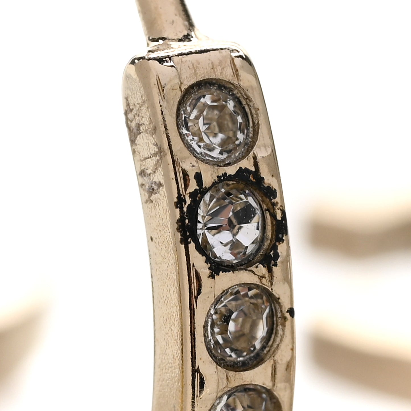 Crystal Lock Symbols CC Hoop Drop Earrings Gold
