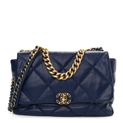Chanel Goatskin Quilted Maxi Chanel 19 Flap Blue 1 of 10