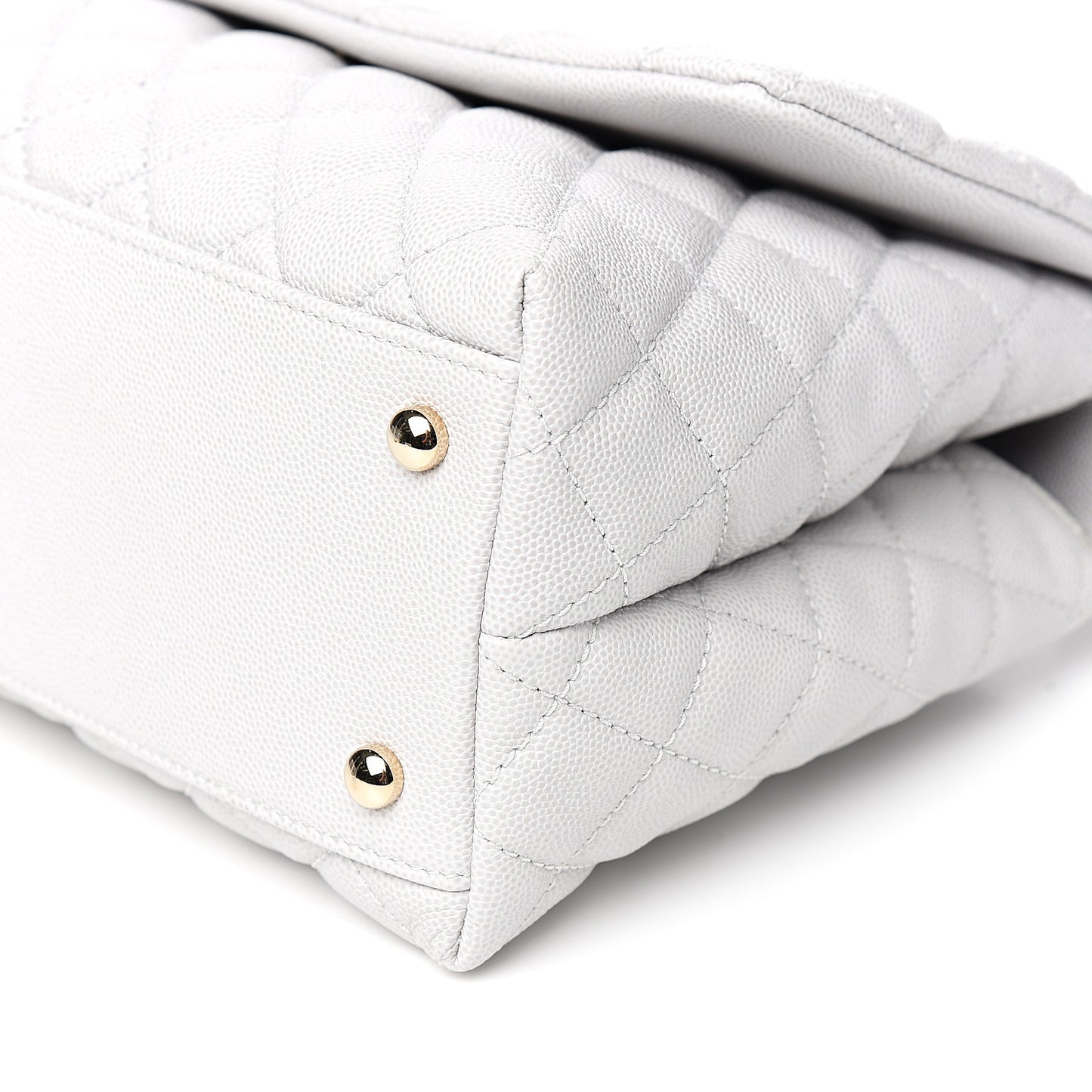 Caviar Quilted Small Coco Handle Flap Light Grey