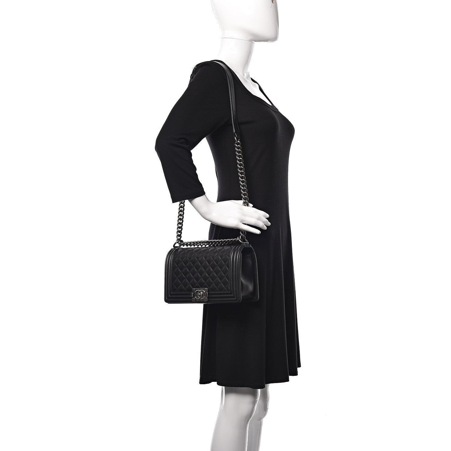 Chanel Calfskin Quilted Medium Boy Flap Black 2 of 10