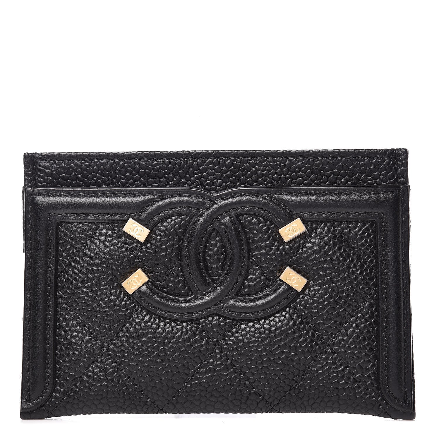 Chanel Caviar Quilted Filigree Card Holder Black 1 of 9