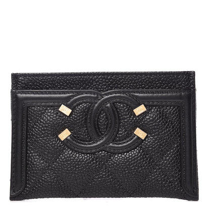 Chanel Caviar Quilted Filigree Card Holder Black 1 of 9