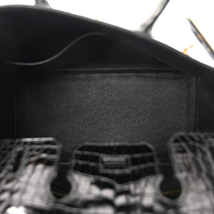 Hermes Shiny Porosus Crocodile Birkin 25 Black 6 of 11