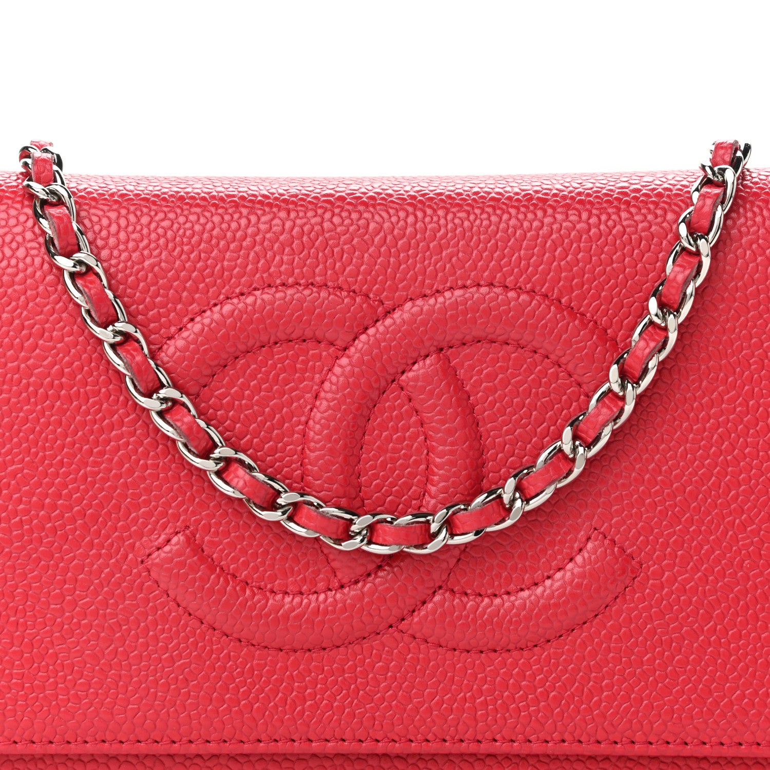 Chanel Caviar Timeless CC Wallet On Chain WOC Dark Pink 8 of 10