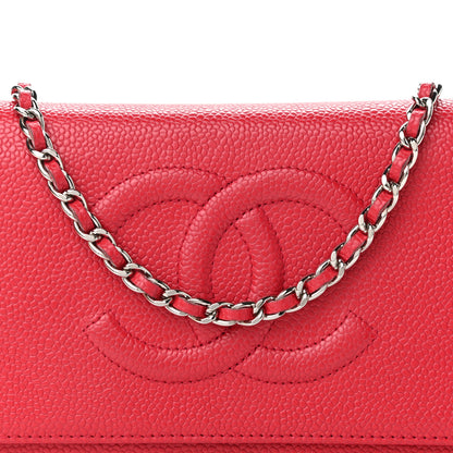 Chanel Caviar Timeless CC Wallet On Chain WOC Dark Pink 8 of 10