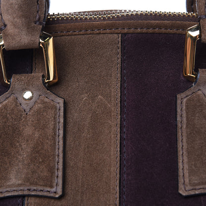 Burberry Suede Striped Medium Orchard Bowling Bag Fawn Brown Plum 11 of 13