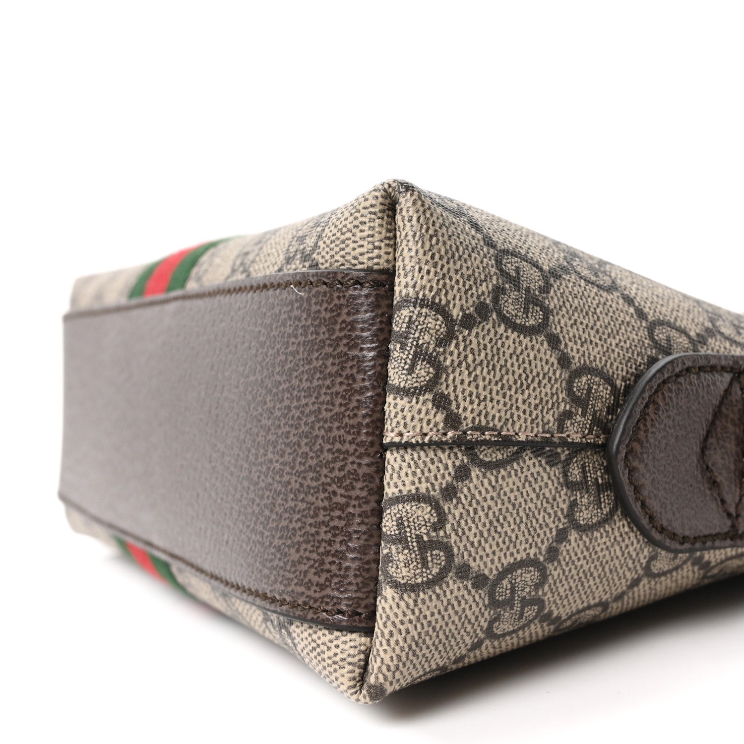 Gucci GG Supreme Monogram Textured Dollar Calfskin Web Small Ophidia Dome Shoulder Bag Beige Ebony New Acero 10 of 10