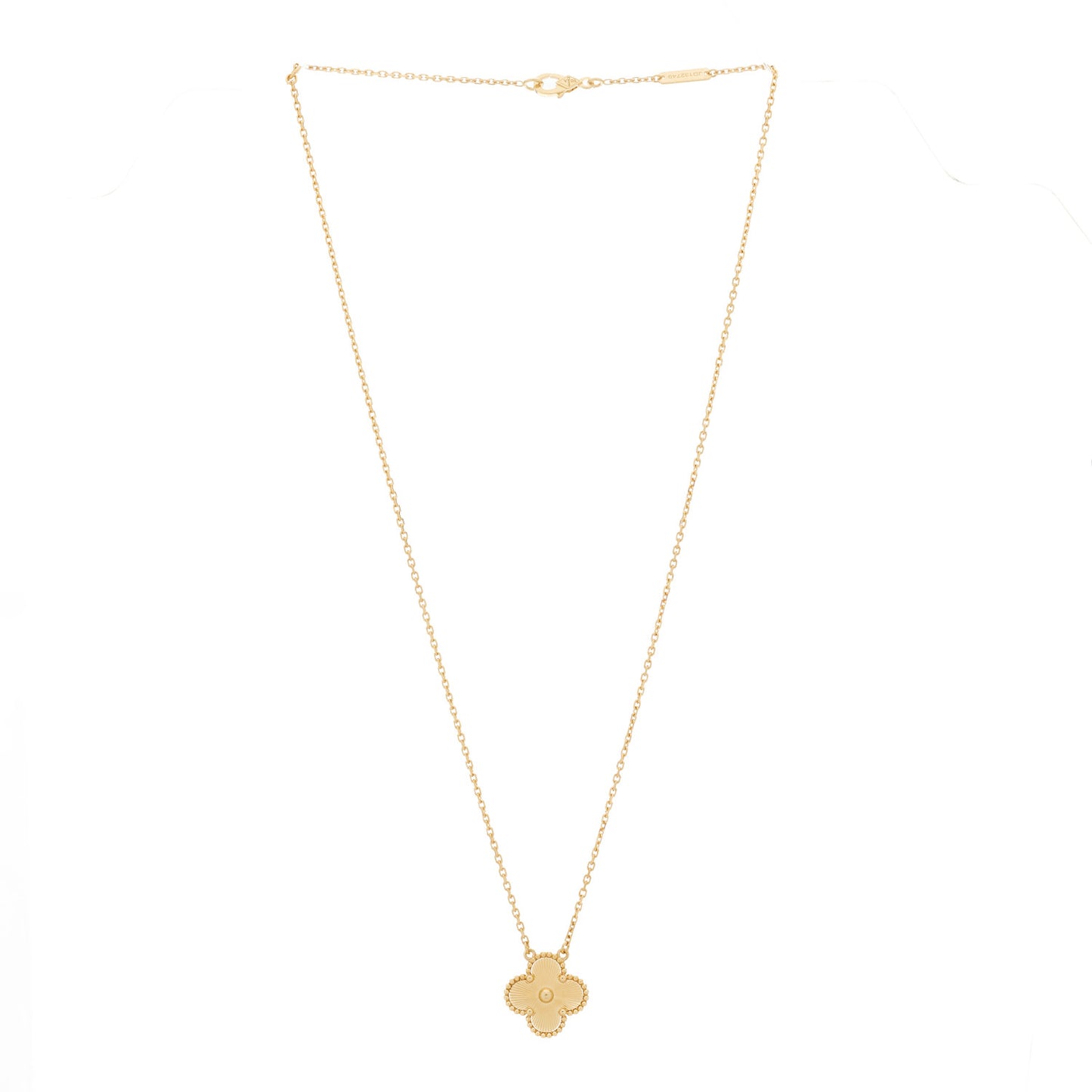 18K Yellow Gold Guilloche Vintage Alhambra Pendant Necklace