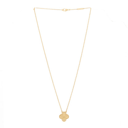 Van Cleef & Arpels 18K Yellow Gold Guilloche Vintage Alhambra Pendant Necklace 3 of 7