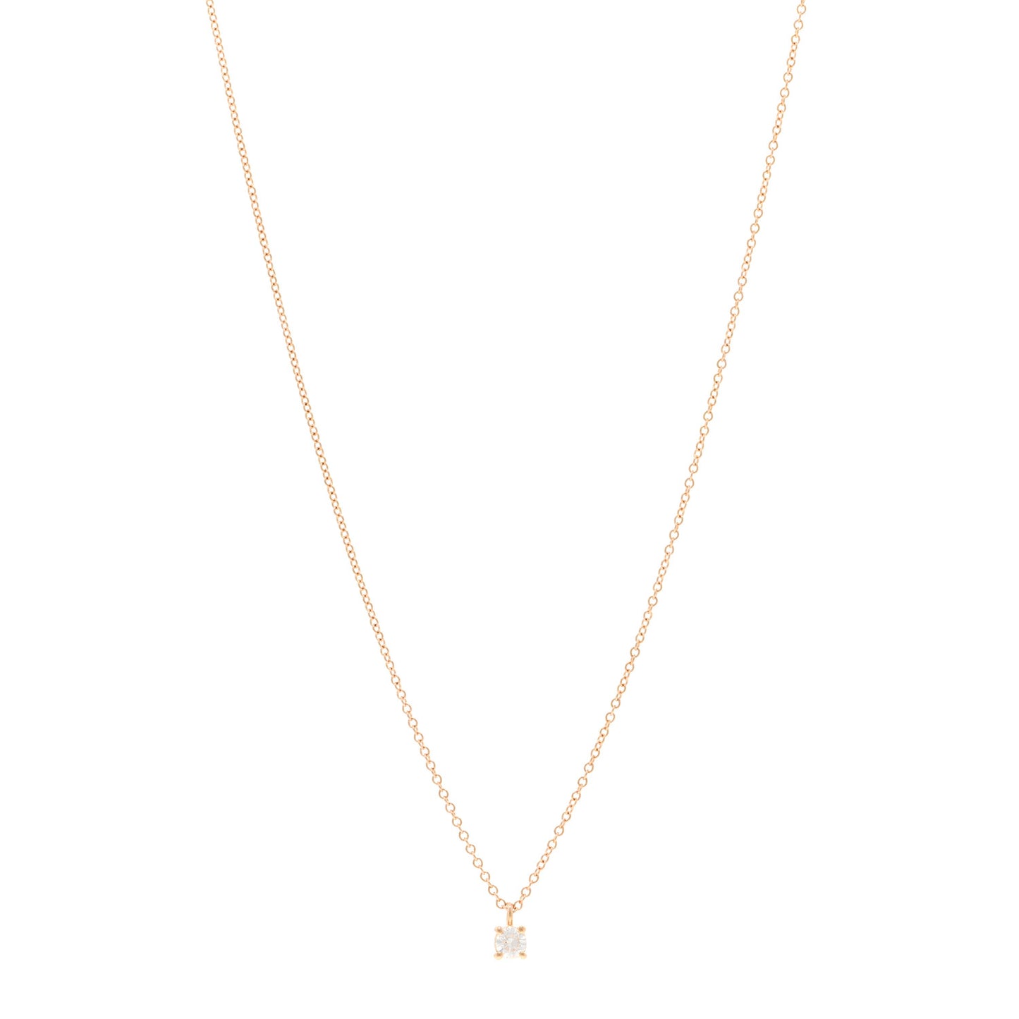 18K Rose Gold Diamond .17ct Solitaire Pendant Necklace