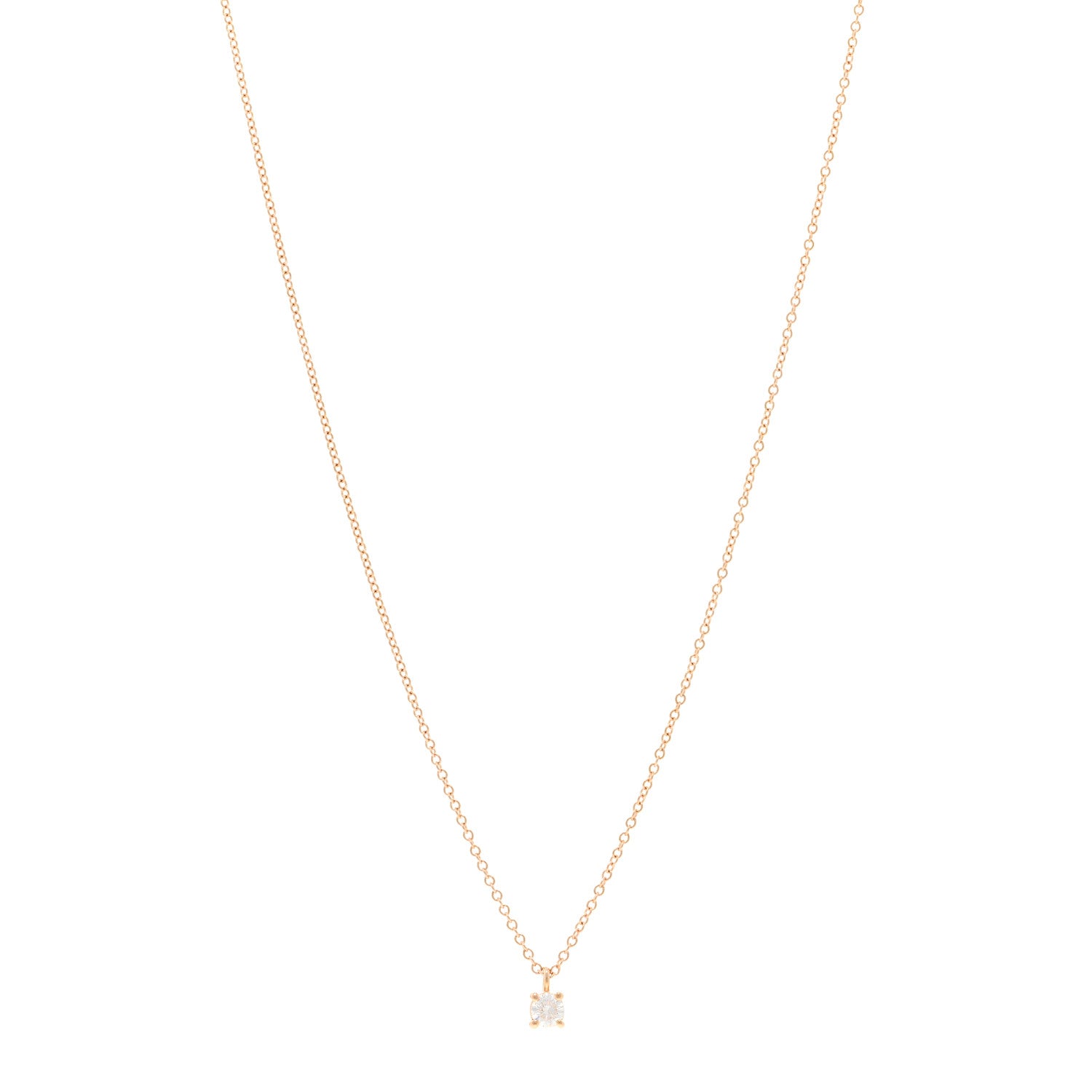 Tiffany 18K Rose Gold Diamond .17ct Solitaire Pendant Necklace 1 of 5
