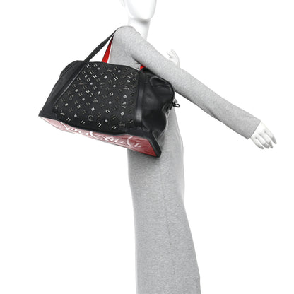 Christian Louboutin Studded Denim Calfskin Duffle Black 2 of 9