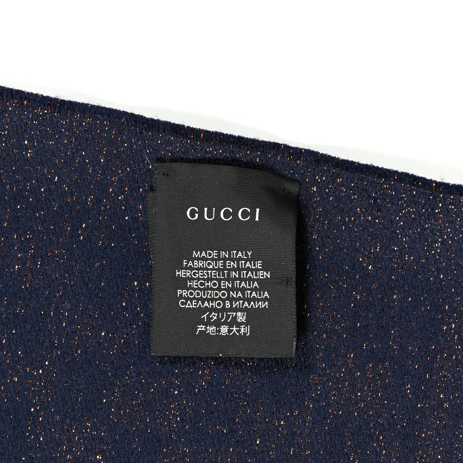 Gucci Wool Silk Jacquard GG Monogram Stenix Scarf Navy Yellow 3 of 4