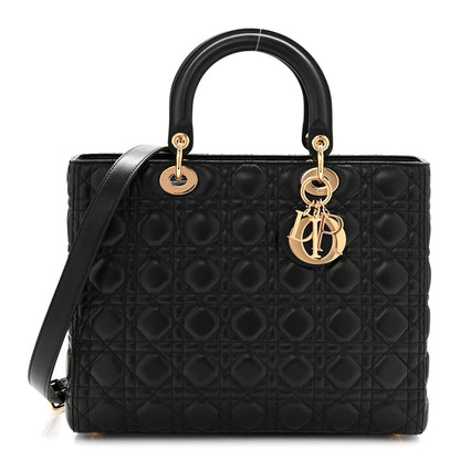 Christian Dior Lambskin Cannage Large Lady Dior Black 1 of 11