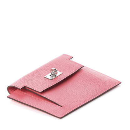 Hermes Chevre Mysore Kelly Pocket Compact Wallet Rose Lipstick 4 of 11