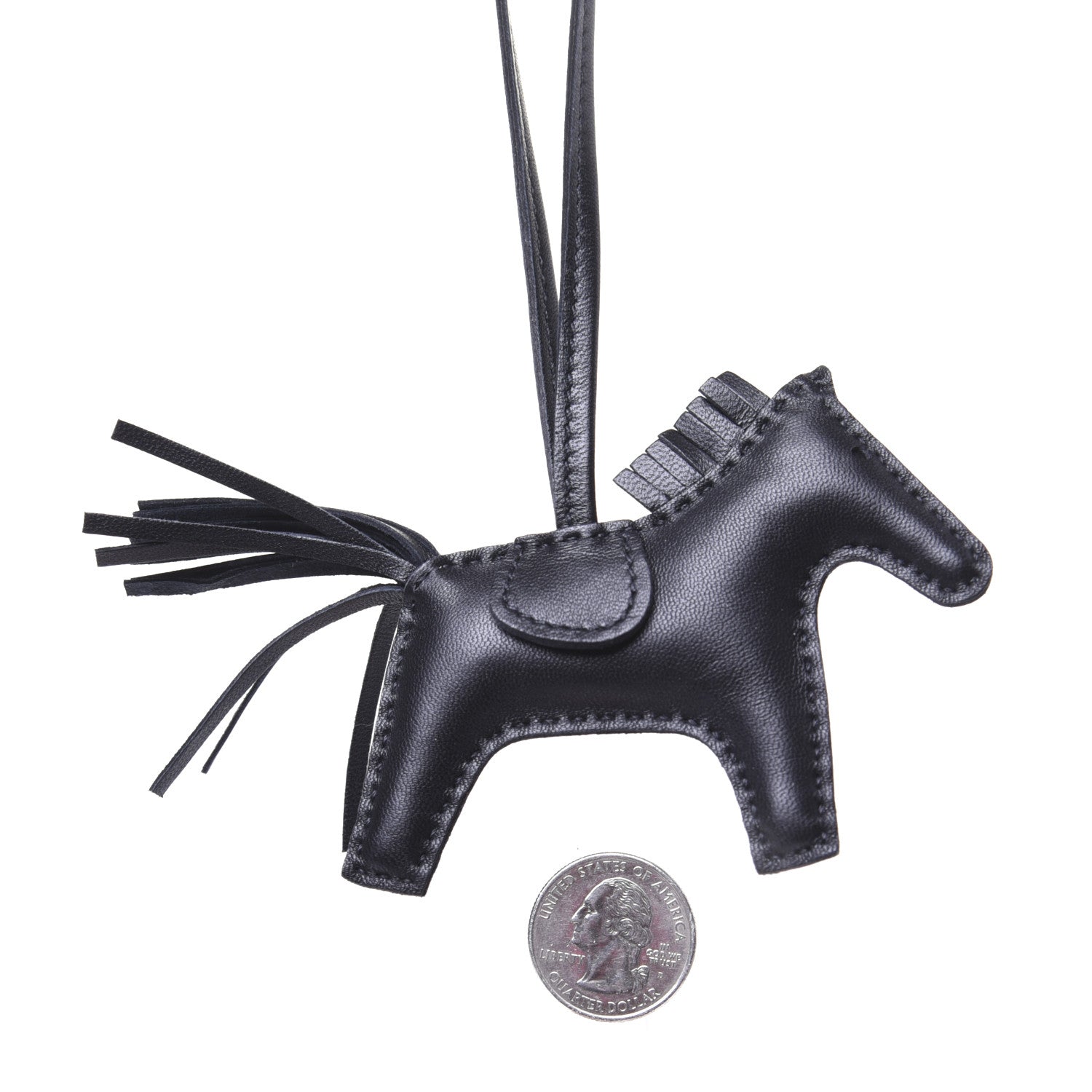 Hermes Milo Lambskin Grigri Rodeo Horse Bag Charm PM So Black 3 of 5