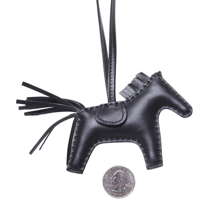 Hermes Milo Lambskin Grigri Rodeo Horse Bag Charm PM So Black 3 of 5
