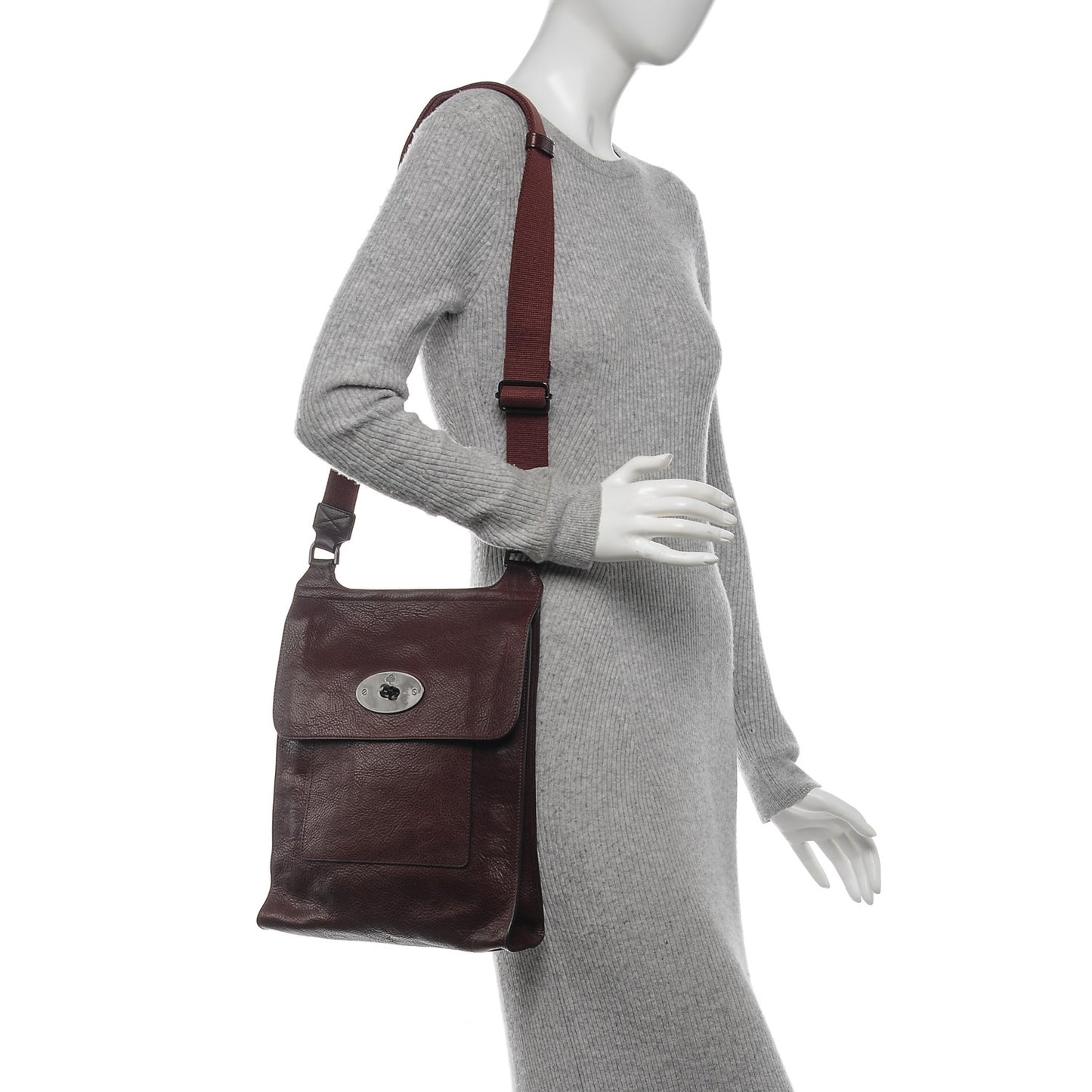 Natural Grain Calfskin Antony Messenger Crossbody Oxblood