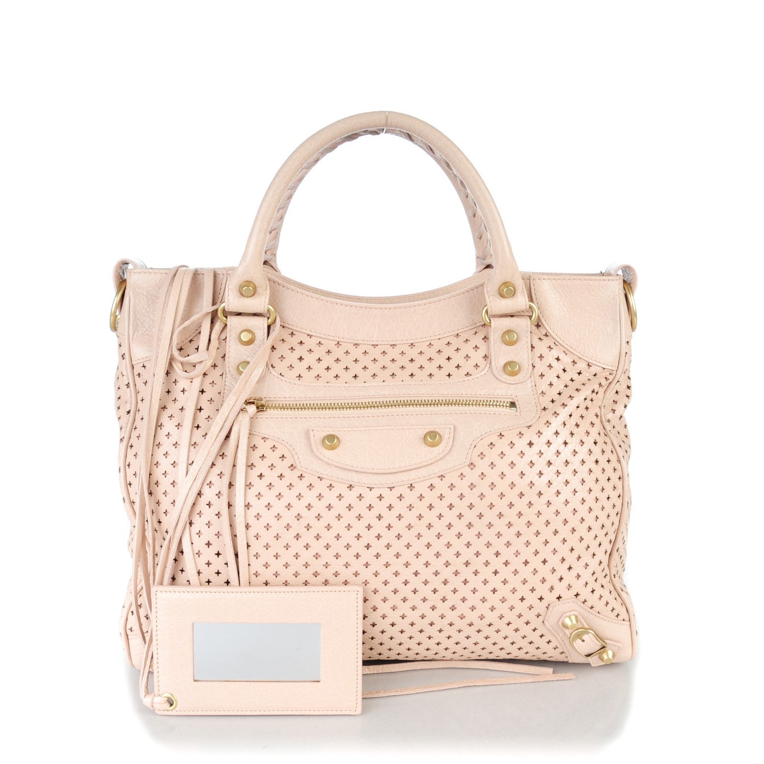 Balenciaga Agneau Laser Cut Cross Classic Gold Hardware Velo Rose Peach 1 of 8