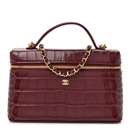 Chanel Calfskin Crocodile Embossed Crococo Exoticoco Vanity With Chain Dark Burgundy 1 of 11