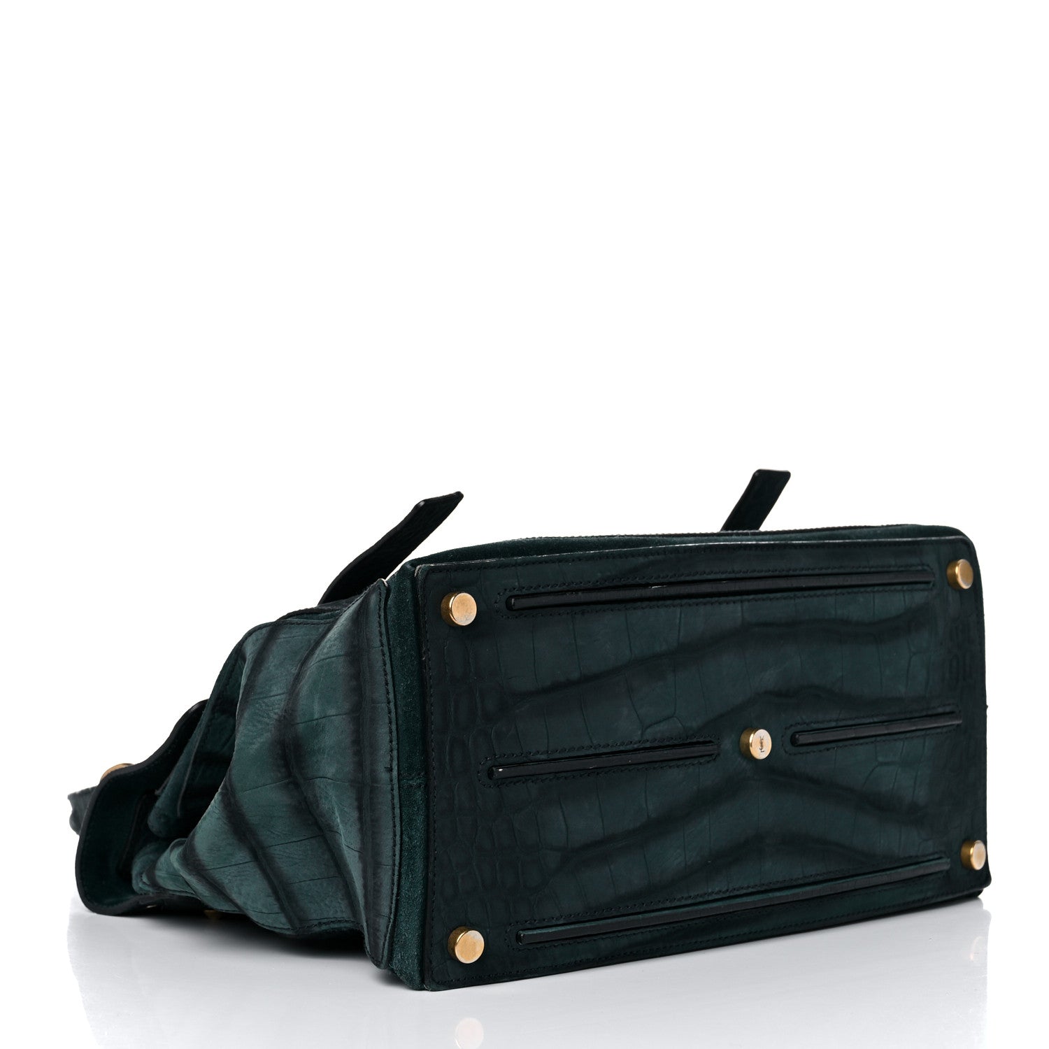 Saint Laurent Crocodile Embossed Nubuck Calfskin Medium Muse Two Green 4 of 19
