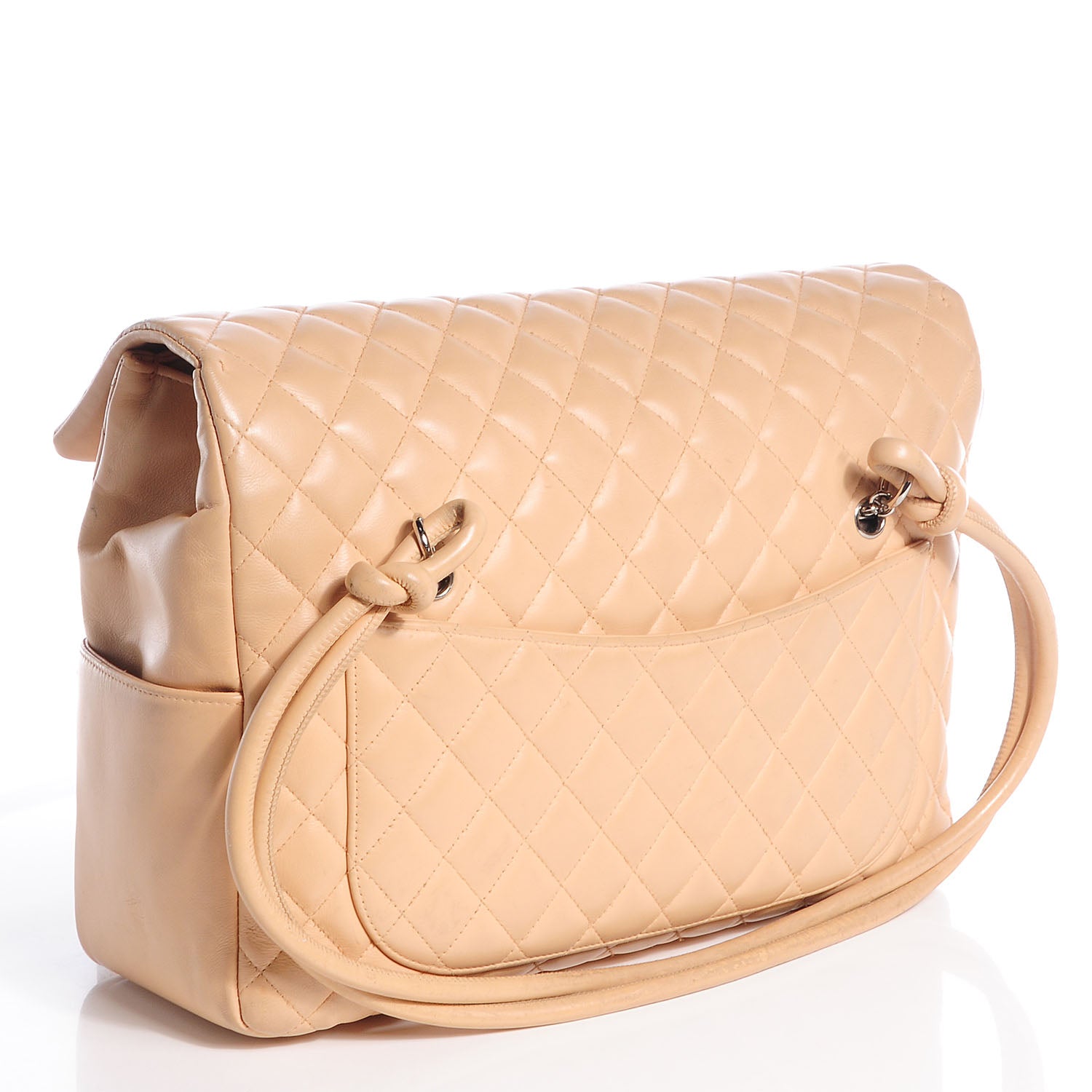Chanel Calfskin Quilted Large Cambon Flap Beige Black 3 of 7