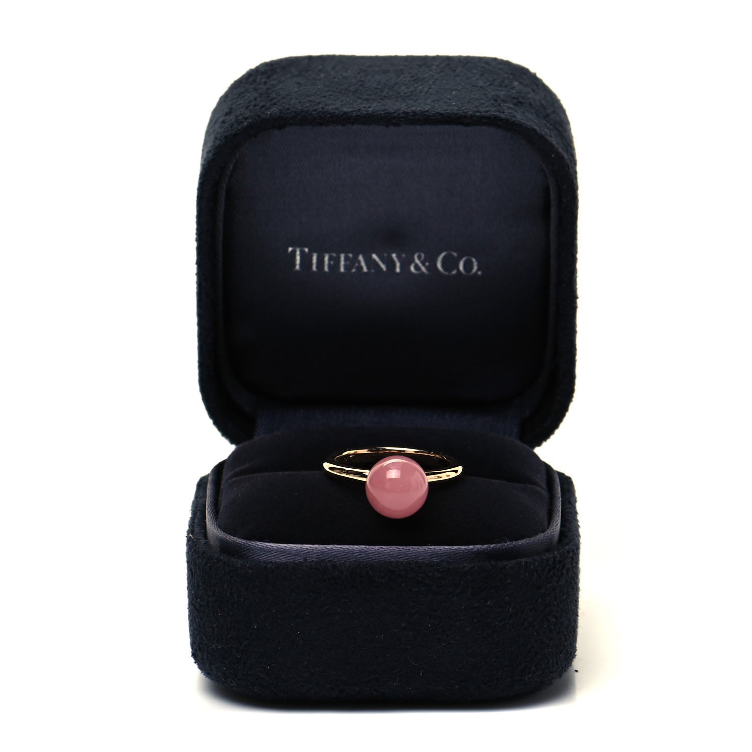 Tiffany 18K Rose Gold Rose Quartz HardWear Ball Ring 47 4 5 of 5