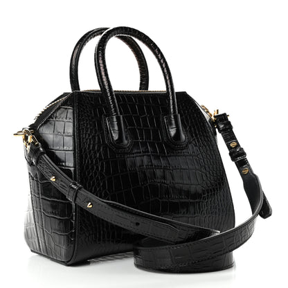 Givenchy Calfskin Crocodile Embossed Mini Antigona Black 2 of 4