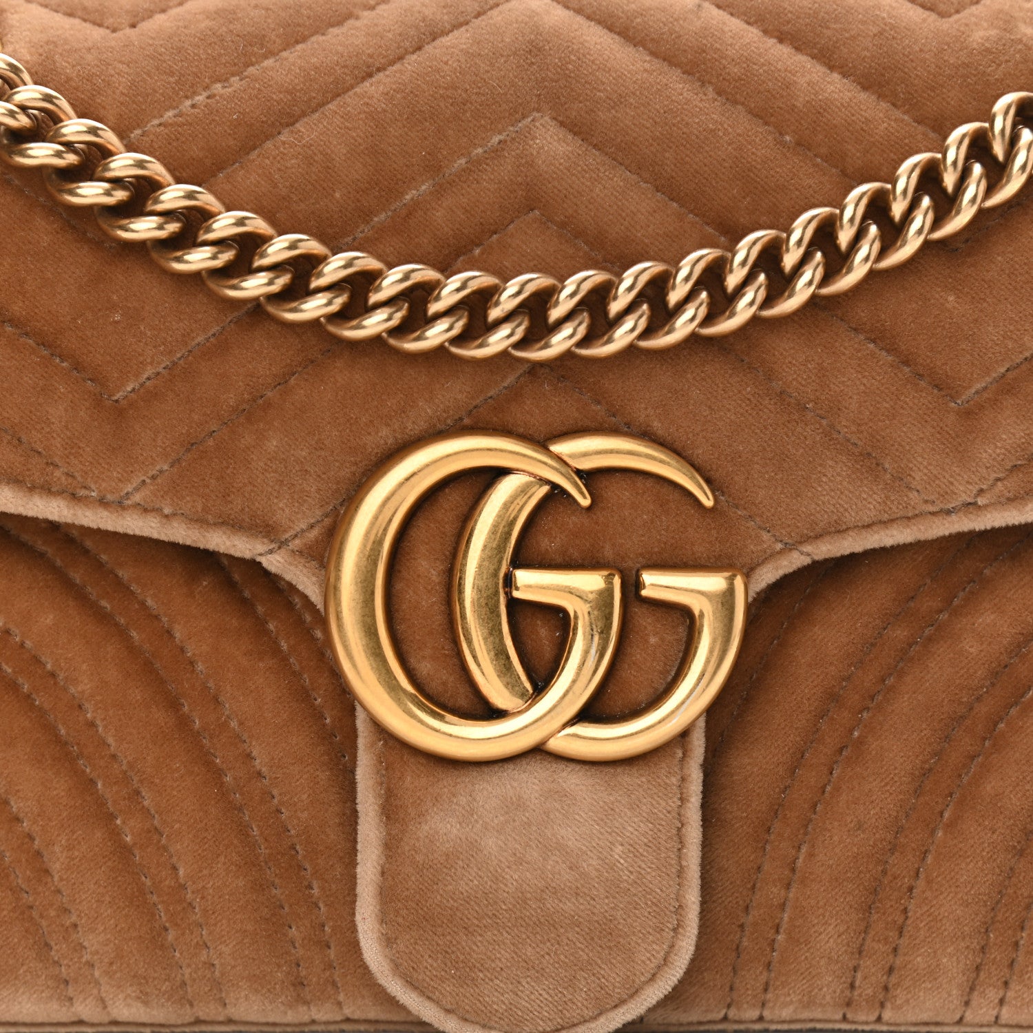 Gucci Velvet Matelasse Small GG Marmont Shoulder Bag Taupe 8 of 12